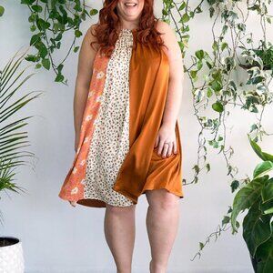 NEW Tamara Malas Sahara Dress Satin Orange Floral Size 14 16 Plus Size